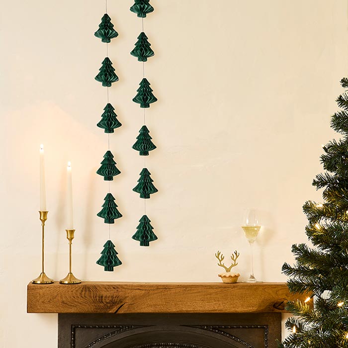 Honeycomb Christmas Tree Garland Hanging Decoration 2 metre | Party Save Smile