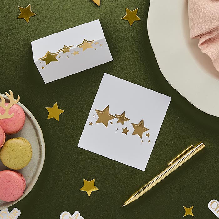 Star Christmas Table Place Name Cards - Pack of 10