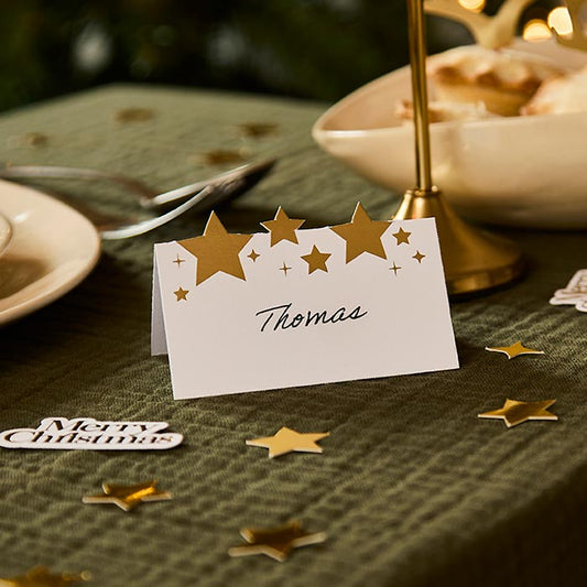 Star Christmas Table Place Name Cards - Pack of 10 | Party Save Smile