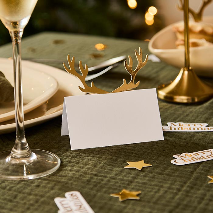 Antler Christmas Table Name Place Cards - Pack of 10