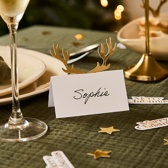 Antler Christmas Table Name Place Cards - Pack of 10 | Party Save Smile