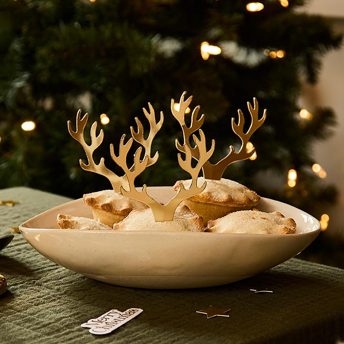 Antler Christmas Food Picks - Pack of 12 | Party Save Smile