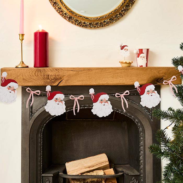 Santa & Bow Christmas Garland Decoration 2 metres