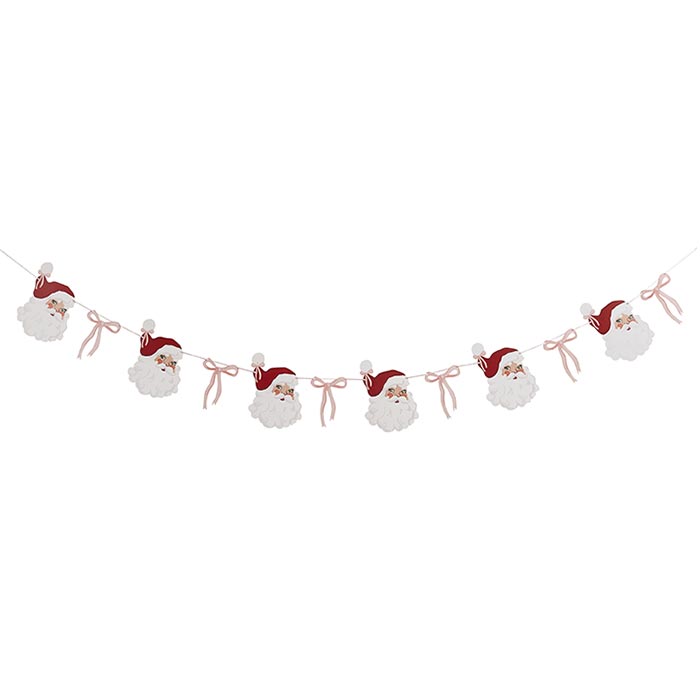 Santa & Bow Christmas Garland Decoration 2 metres