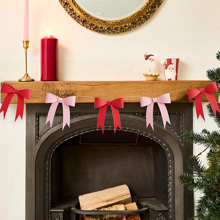 Pink & Red Bow Garland Party Decoration 2 metres