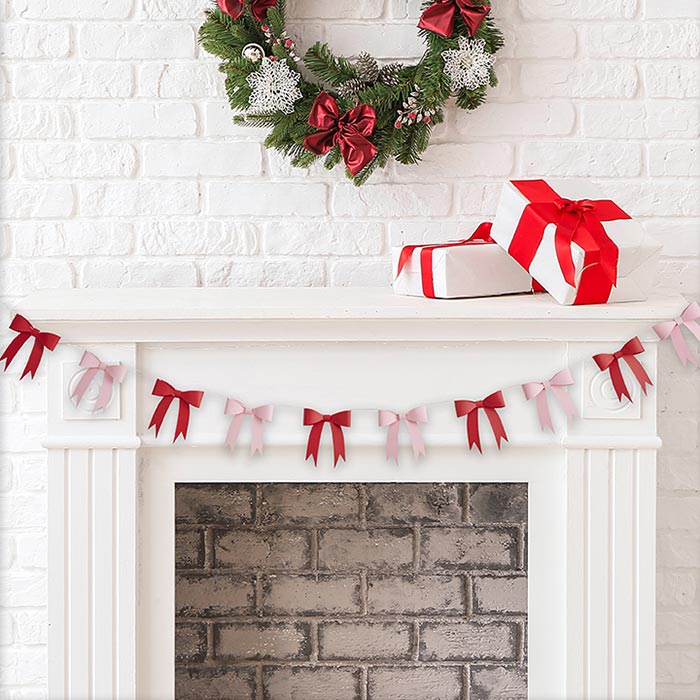 Pink & Red Bow Garland Party Decoration 2 metres