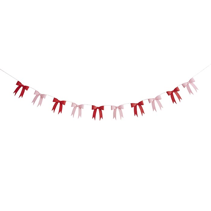 Pink & Red Bow Garland Party Decoration 2 metres