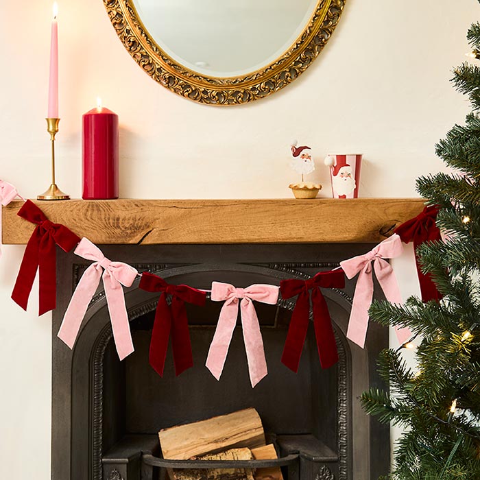 Velvet Bow Garland Party Decoration 2 metres