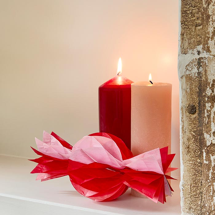 Pink & Red Honeycomb Sweet Christmas Tree Decorations - Pack of 4