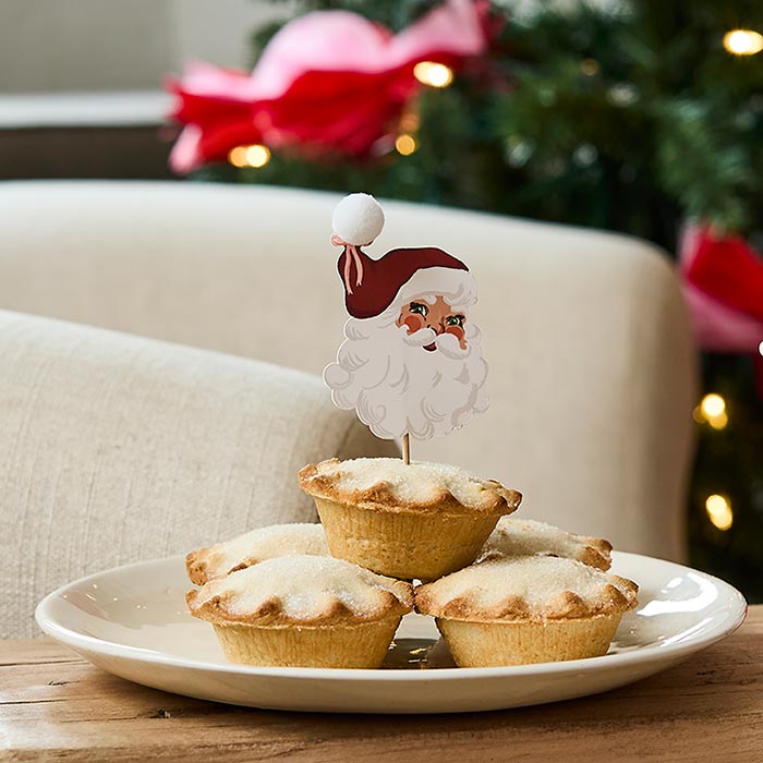 Vintage Santa Christmas Food Picks - Pack of 12