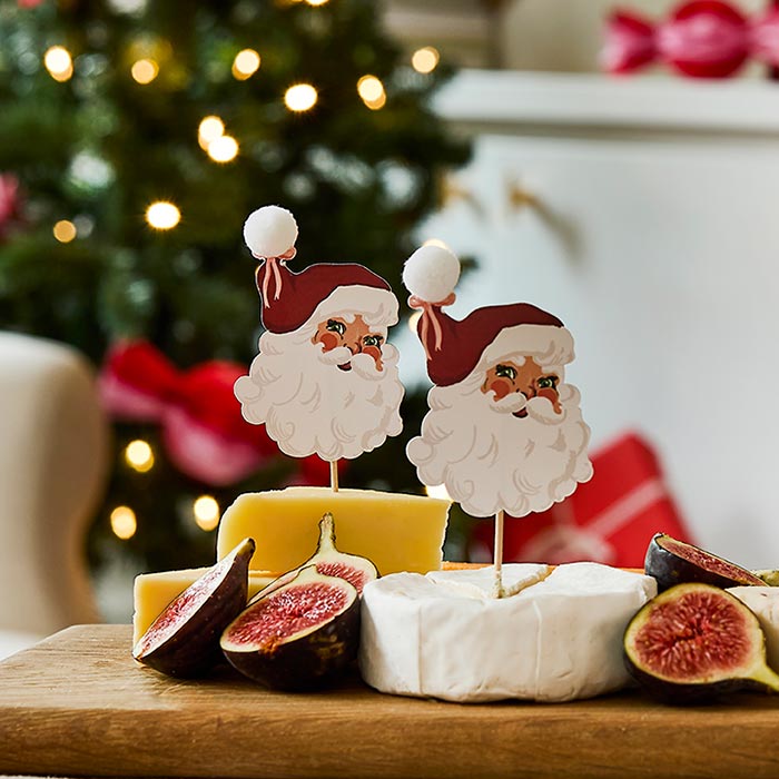 Vintage Santa Christmas Food Picks - Pack of 12