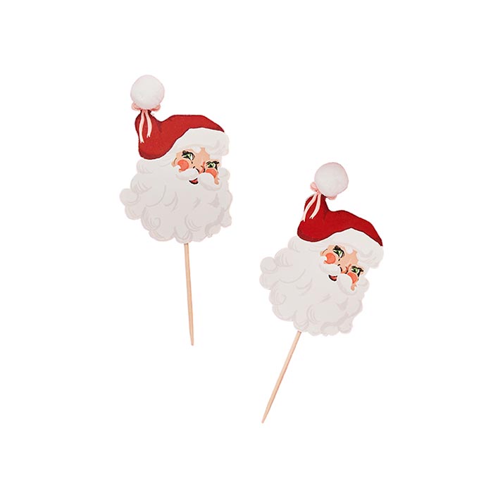 Vintage Santa Christmas Food Picks - Pack of 12