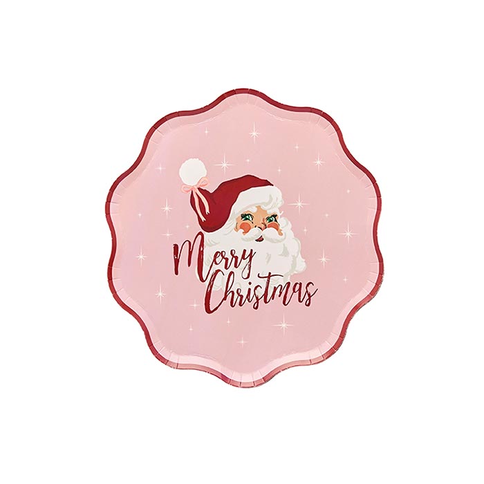 Vintage Santa Christmas Paper Plates 8 Pack