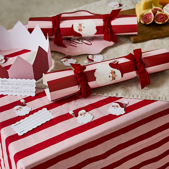 Vintage DIY Santa Crackers With Velvet Ribbon - Pack of 6