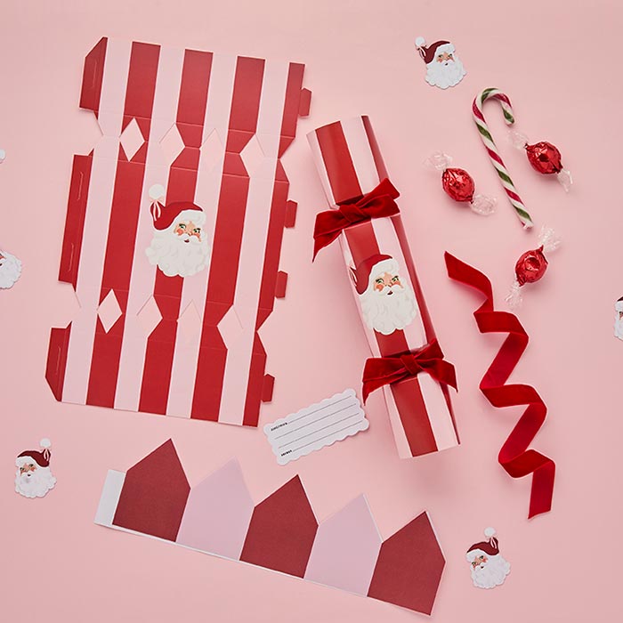 Vintage DIY Santa Crackers With Velvet Ribbon - Pack of 6