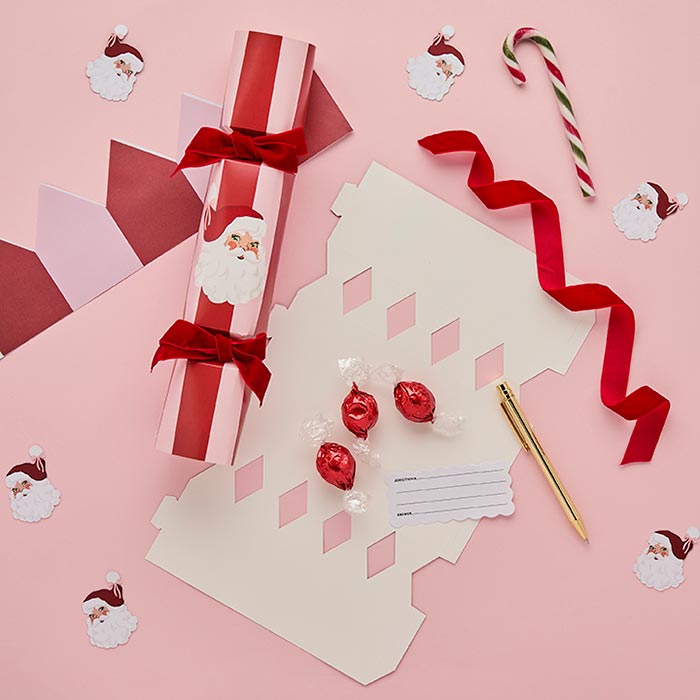 Vintage DIY Santa Crackers With Velvet Ribbon - Pack of 6