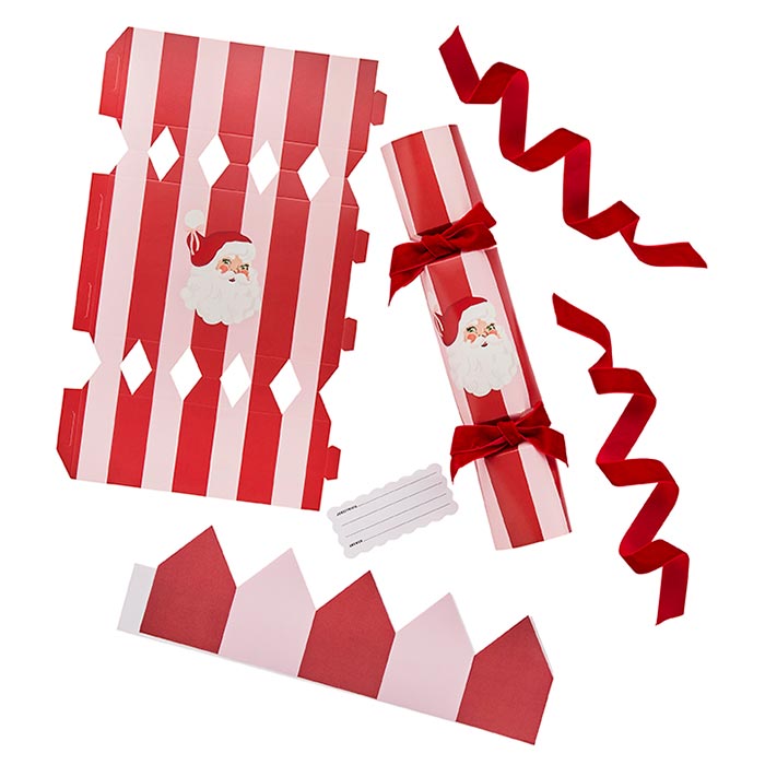 Vintage DIY Santa Crackers With Velvet Ribbon - Pack of 6