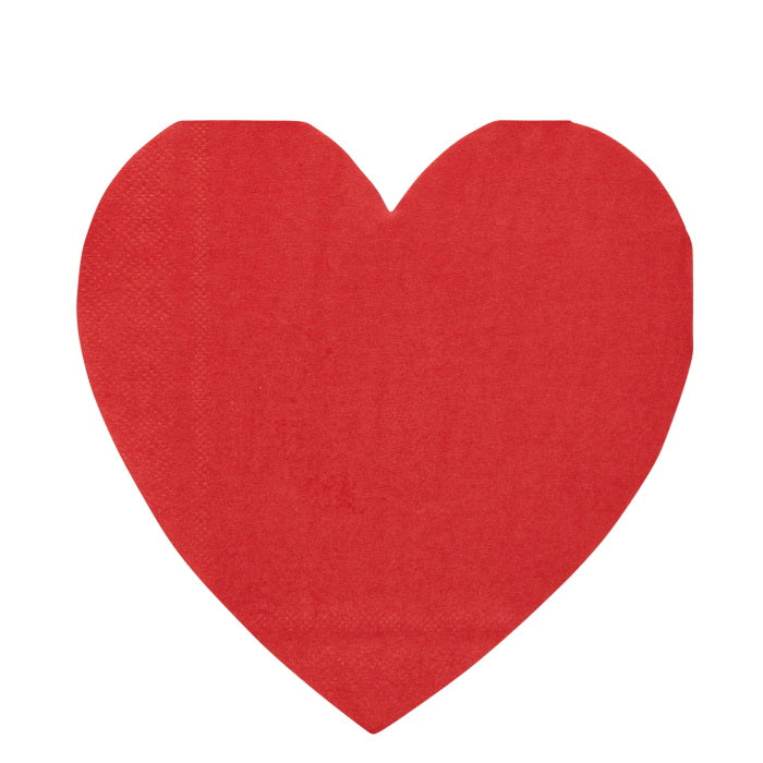 Red Heart Shaped Paper Napkins 16 Pack | Party Save Smile