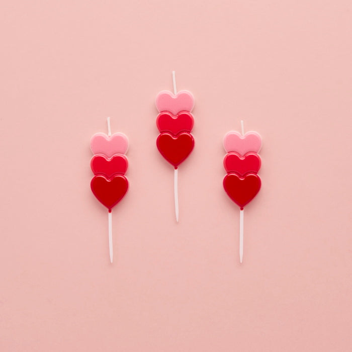 Stacked Heart Cake Candles Pack of 3 | Party Save Smile