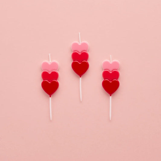 Stacked Heart Cake Candles Pack of 3 | Party Save Smile