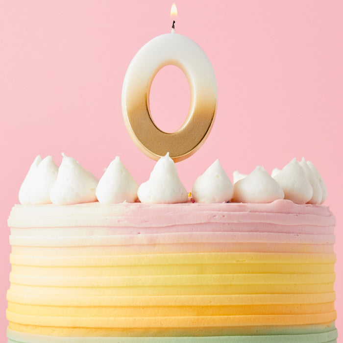 Gold Ombre Number 0 Cake Candle | Party Save Smile