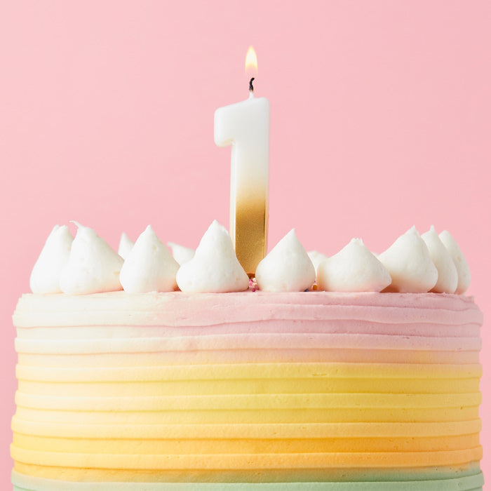 Gold Ombre Number 1 Cake Candle | Party Save Smile