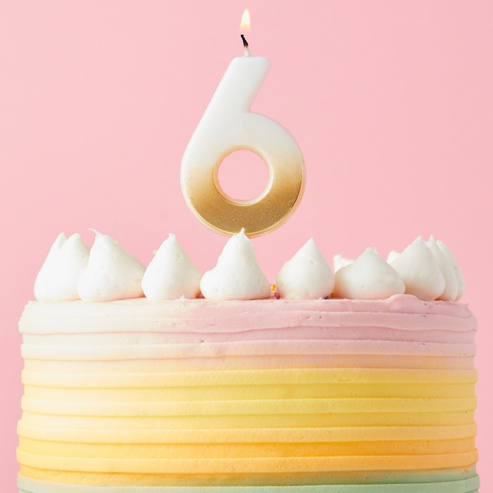 Gold Ombre Number 6 Cake Candle | Party Save Smile