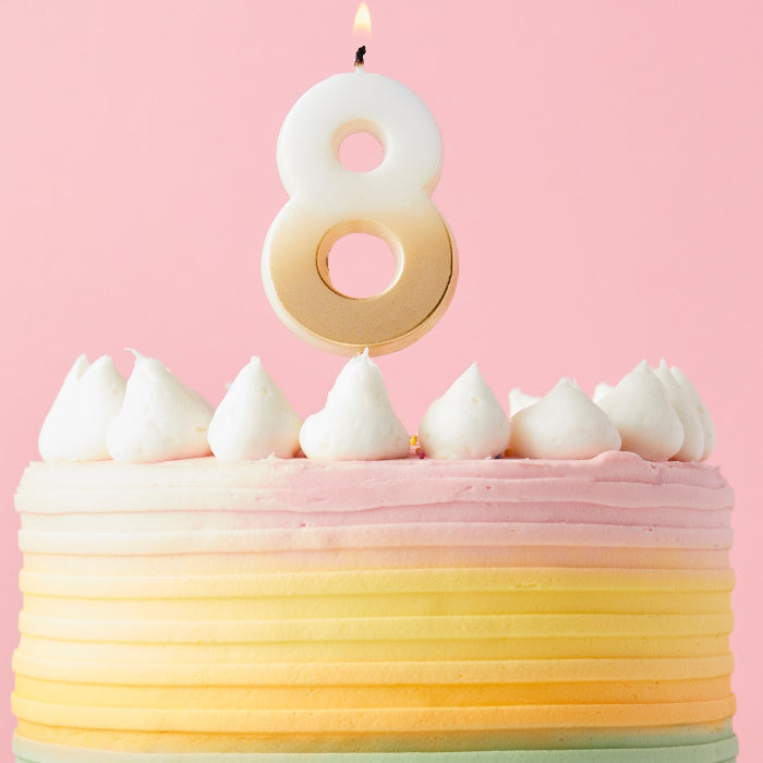 Gold Ombre Number 8 Cake Candle | Party Save Smile