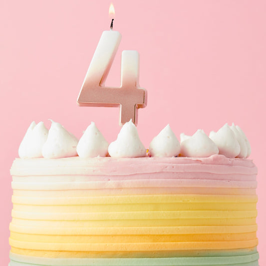 Rose Gold Ombre Number 4 Cake Candle | Party Save Smile