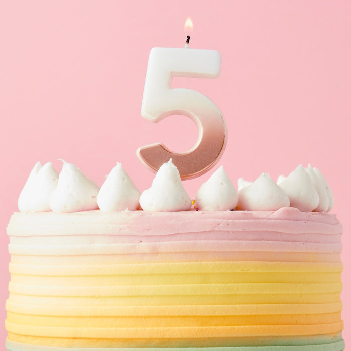 Rose Gold Ombre Number 5 Cake Candle