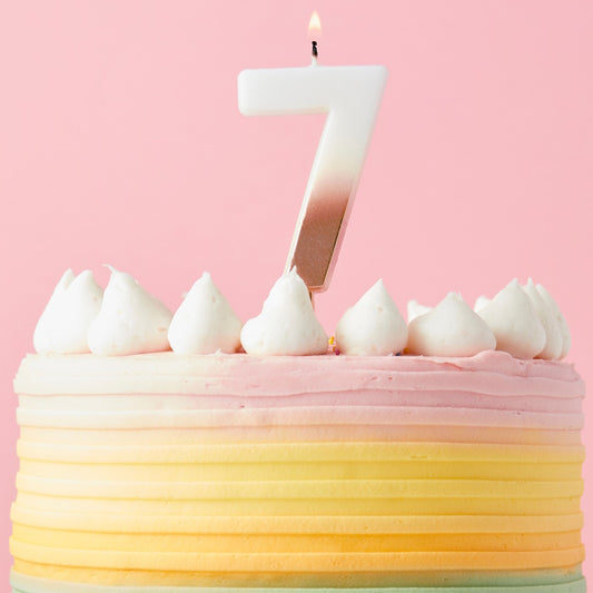 Rose Gold Ombre Number 7 Cake Candle | Party Save Smile
