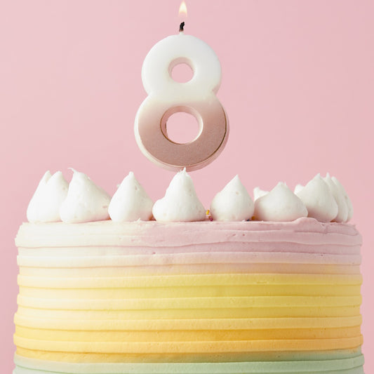 Rose Gold Ombre Number 8 Cake Candle | Party Save Smile