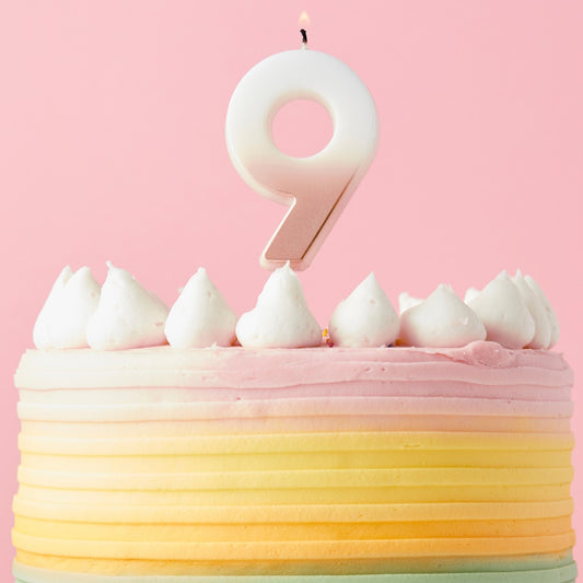 Rose Gold Ombre Number 9 Cake Candle | Party Save Smile