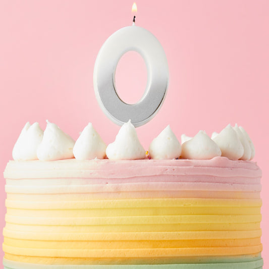 Silver Ombre Number 0 Cake Candle | Party Save Smile