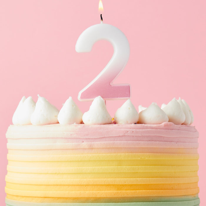 Pink Ombre Number 2 Cake Candle | Party Save Smile