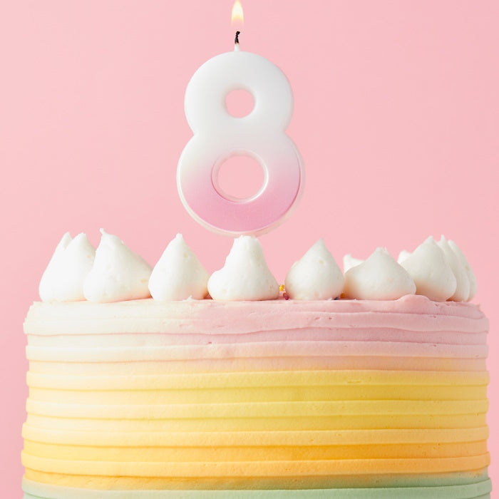 Pink Ombre Number 8 Cake Candle | Party Save Smile