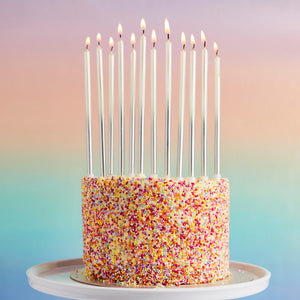 Silver Ombre Tall Skinny Candles 12 Pack