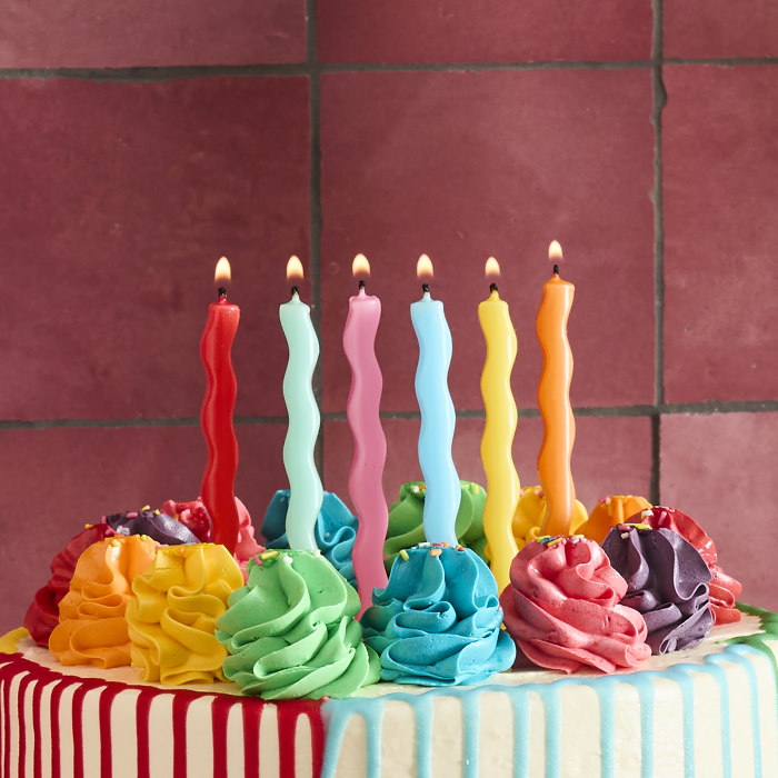 Bright Wavy Cake Candles Pack of 12 | Party Save Smile