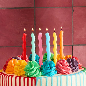 Bright Wavy Cake Candles Pack of 12
