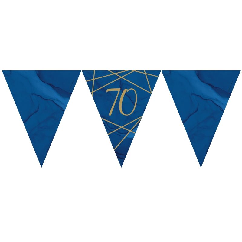 Blue and Gold 70th Birthday Bunting Flag Banner 3.7 metres | Party Save Smile