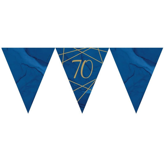 Blue and Gold 70th Birthday Bunting Flag Banner 3.7 metres | Party Save Smile
