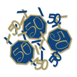 Geometric Blue and Gold 50th Confetti 14 Grams