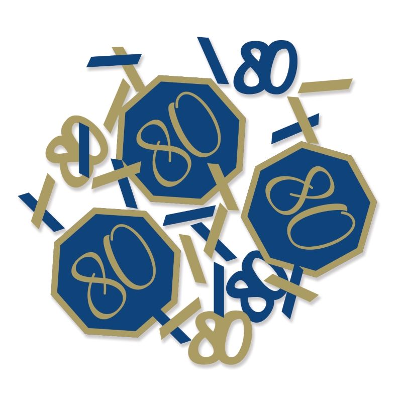 Blue and Gold 80th Birthday Confetti 14 Grams | Party Save Smile