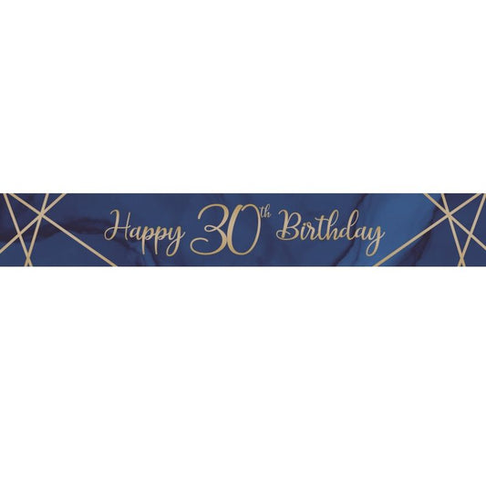 Blue & Gold Foil 30 Birthday Banner 2.7 Metres | Party Save Smile