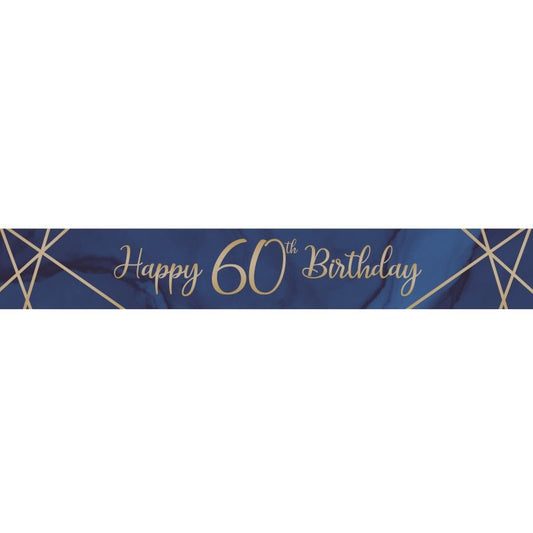Blue and Gold 60 Foil Banners: 60th Birthday Geometric Banner | Party Save Smile