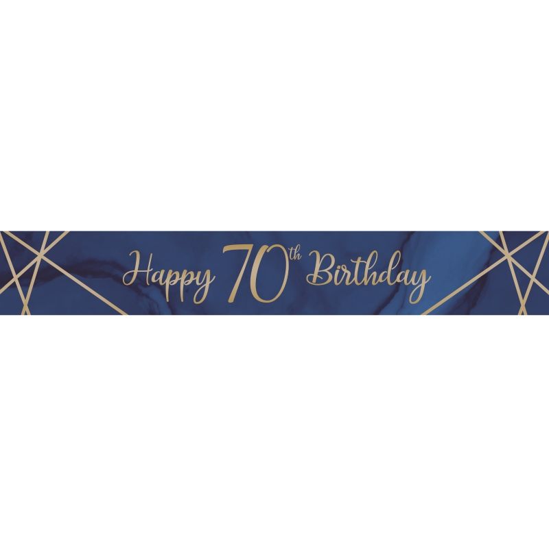 Foil 70th Birthday Banner - Blue and Gold | Party Save Smile