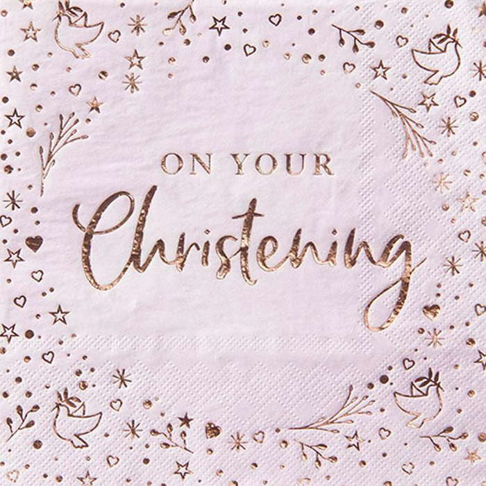 Rose Gold Blush Christening Party Pack: Tableware Party Kit