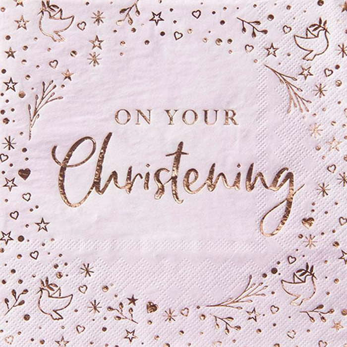 Blush Rose Gold Christening Party Pack & Decoration Kit