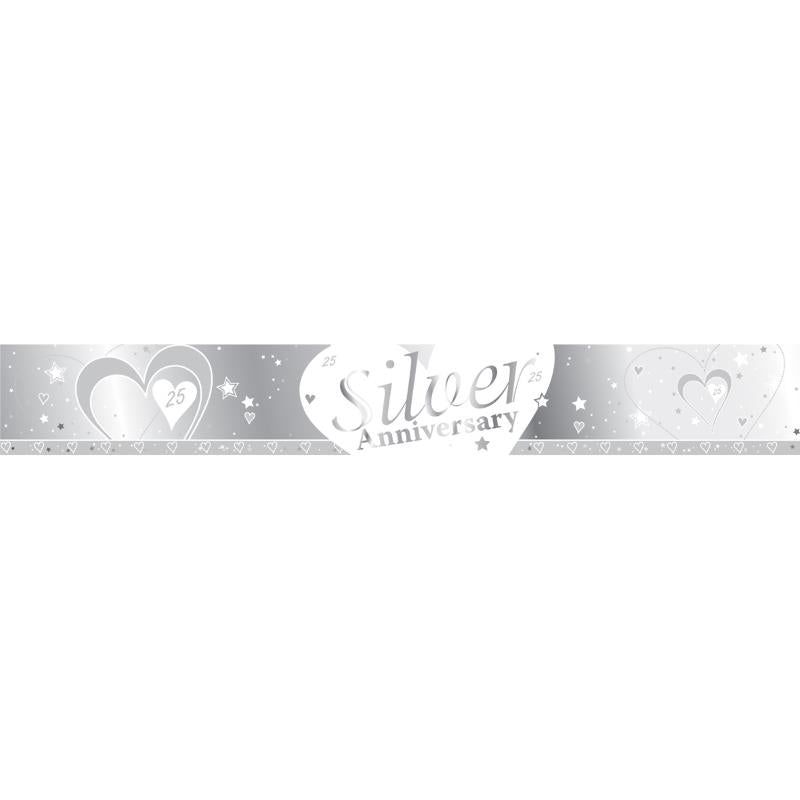 Hearts 25th Anniversary Foil Banner 2.7 Metres | Party Save Smile