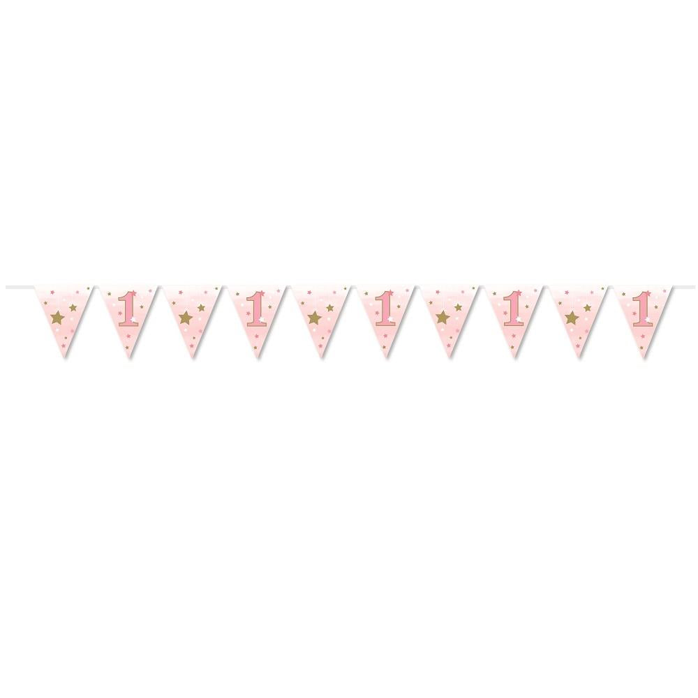 Pink Star 1st Birthday Party Pack: Tableware & Decoration Kit